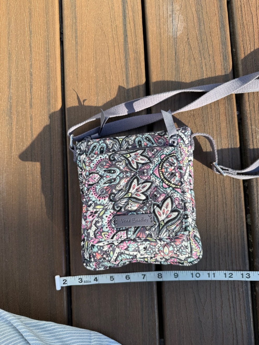 Vera Bradley Gray Paisley Quilted Crossbody with Pink & Mint Accents - Picture 3 of 4